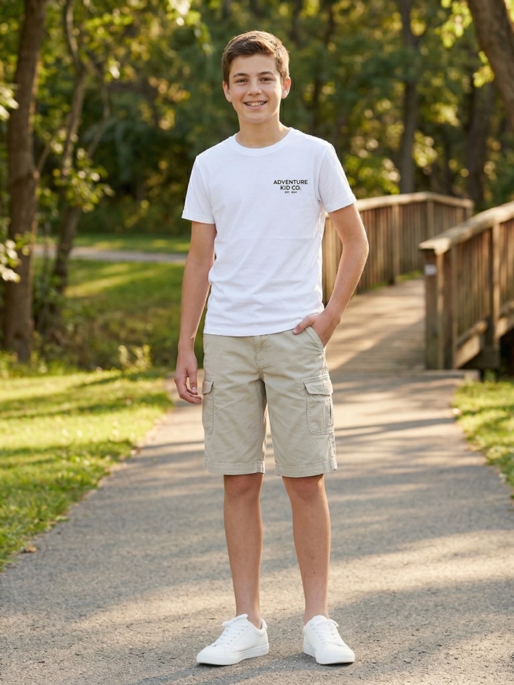 Nautica Boy's Kaki Cargo Shorts  100% Cotton Size 16 Youth Shorts